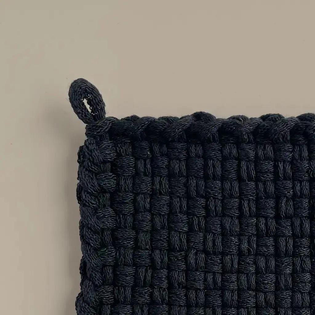 Handwoven Cotton Potholder/Trivet - Black