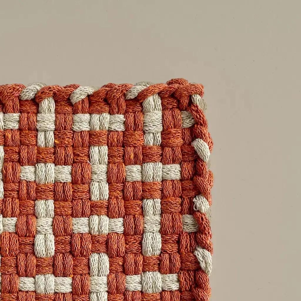 Handwoven Cotton Potholder/Trivet - Spice & Flax (Heritage)