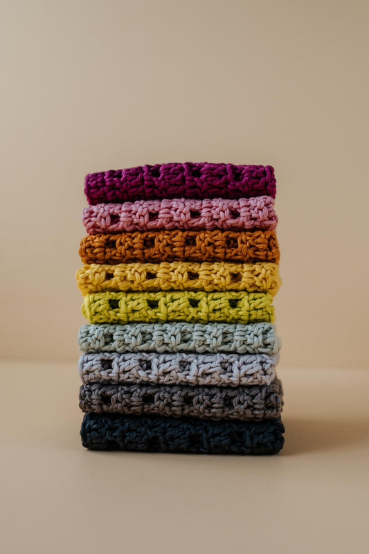 Crochet Wash Cloth | Soft and Absorbent Peruvian Cotton | Eco-Friendly and Sustainable Bath and Kitchen Accessory