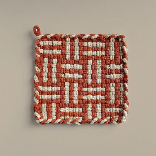 Handwoven Cotton Potholder/Trivet - Spice & Flax (Homestead)