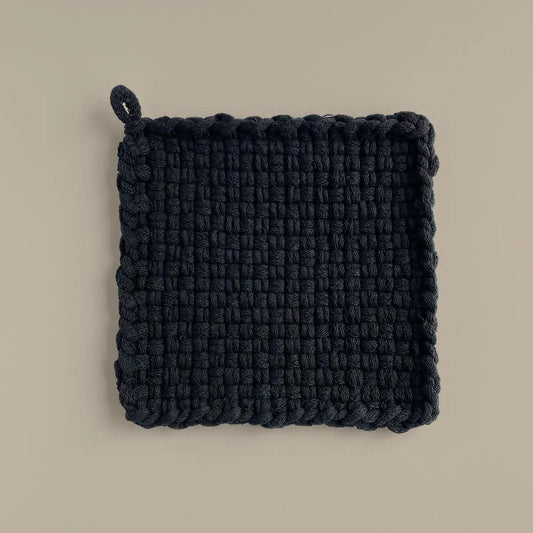 Handwoven Cotton Potholder/Trivet - Black