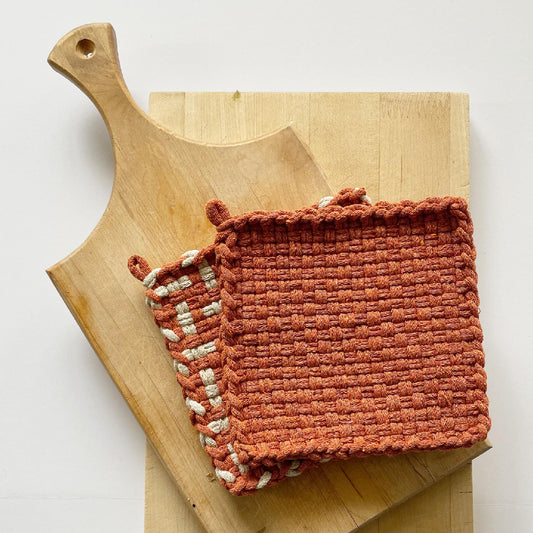 Handwoven Cotton Potholder/Trivet - Spice