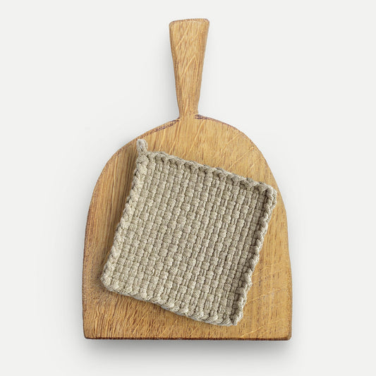 Handwoven Cotton Potholder/Trivet - Flax