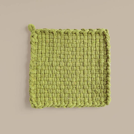 Handwoven Cotton Potholder/Trivet - Leaf