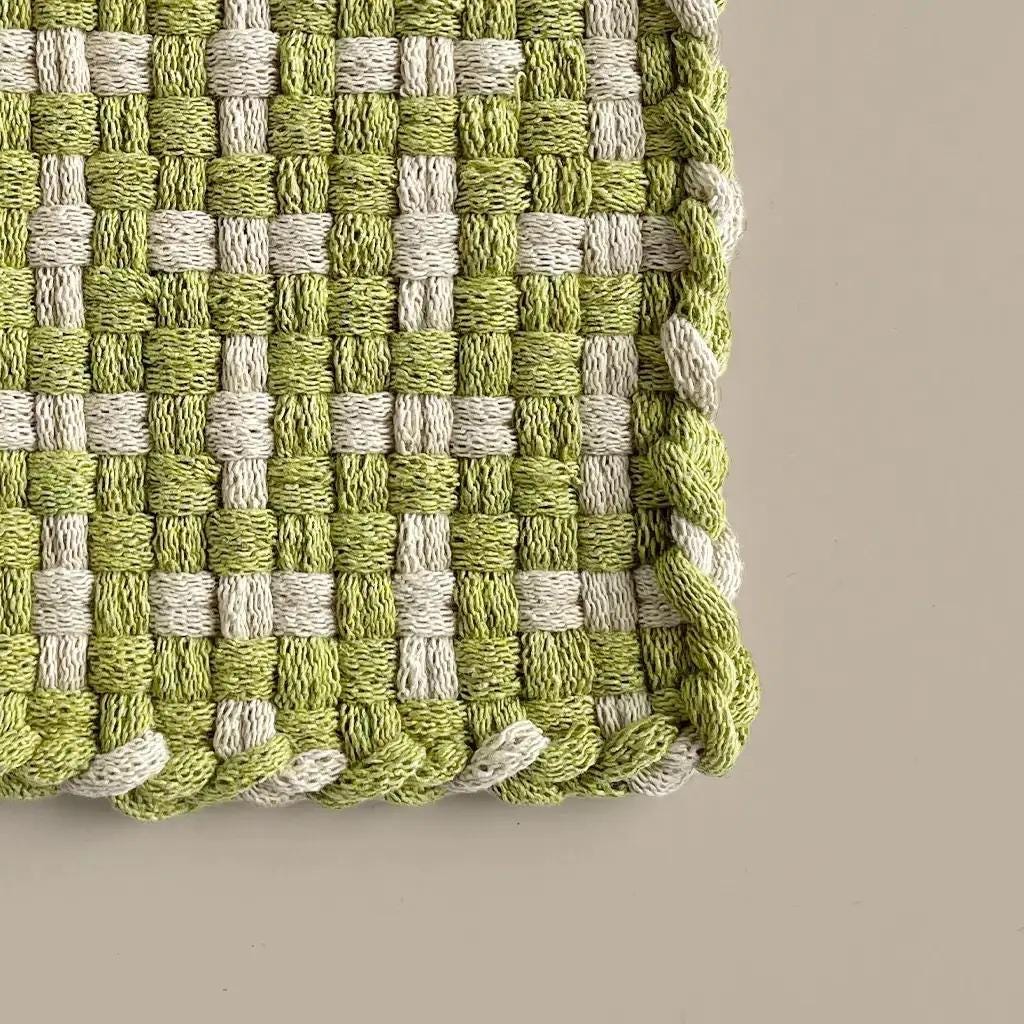 Handwoven Cotton Potholder/Trivet - Leaf & Flax (Heritage)
