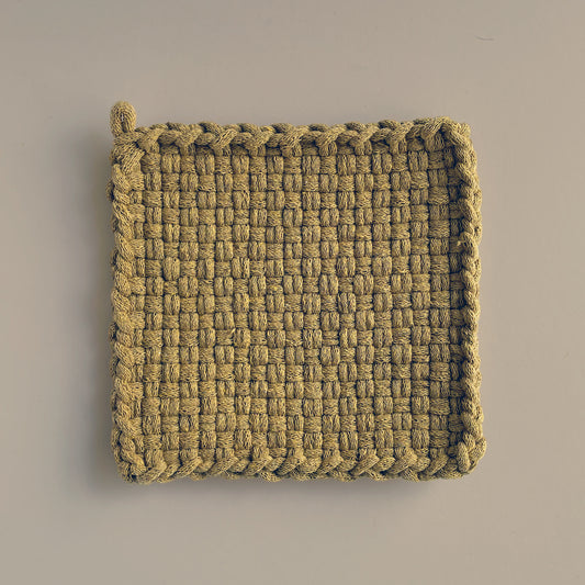 Handwoven Cotton Potholder/Trivet - Ochre